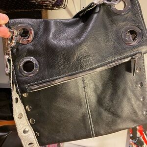 HAMMITT Montana Black Leather Grommet Shoulder Bag
